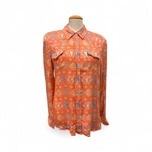 Roper Western Cactus Button Front Long Sleeves Blouse